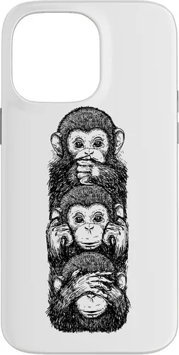 Vista 21 de Three Wise Monkeys See No Evil Hear No Evil Speak No Evil Case for iPhone 16