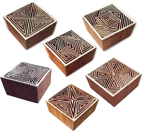 Vista 10 de Artístico Motivo Espiral y Dedo Sellos de madera para impresión (juego de 6) Htag1035
