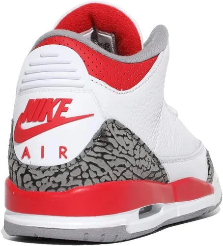 Vista 3 de Jordan Boys Grade School Jordan 3 Retro "Fire Red" BlancoRojo fuego-negro