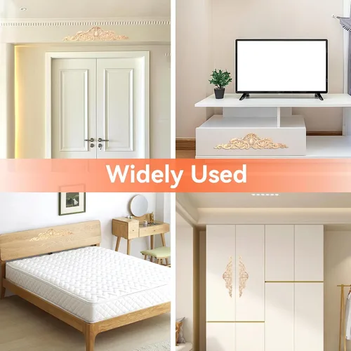 Vista 6 de Onlay de madera, apliques de madera sin pintar y onlays para muebles, apliques decorativos de madera, apliques de madera y onlays muebles Onlay