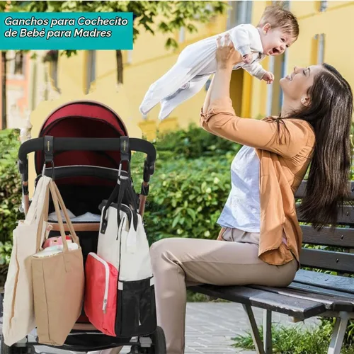 Vista 6 de Paquete de 4 ganchos universales para cochecito de bebé para colgar bolsas y compras, prácticos accesorios de correas de cochecito perfectos