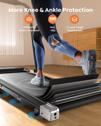 Vista 6 de Acezoe Caminadora Walking Pad con Inclinación, 2 en 1 Caminadoras Plegables para Casa Oficina Pequeña, 300lbs Caminadora Portátil Compacta Bajo