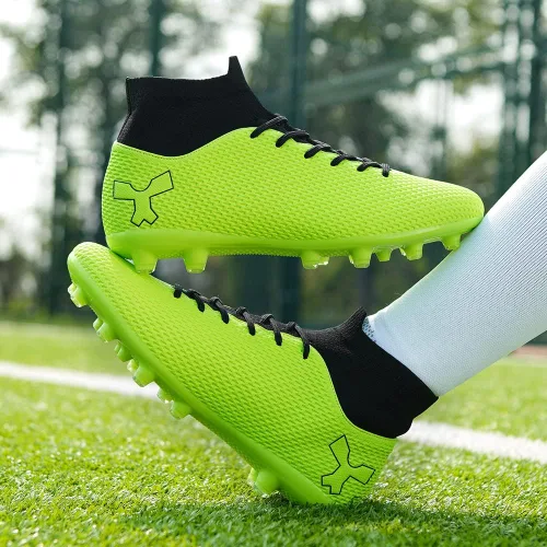 Vista 4 de Botas de fútbol para hombre con tacos de fútbol para hombres y niños grandes, zapatos de punta alta para jóvenes, entrenamiento profesional