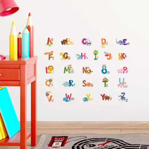 Vista 8 de DECOWALL Calcomanías de pared con alfabeto de animales ABC (DS4-8002)