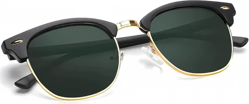 Vista 28 de KALIYADI Gafas de sol polarizadas para hombres y mujeres, marco semi sin montura, para conducir con bloqueo UV A01-(1 Pack) Tortuga Mate G15