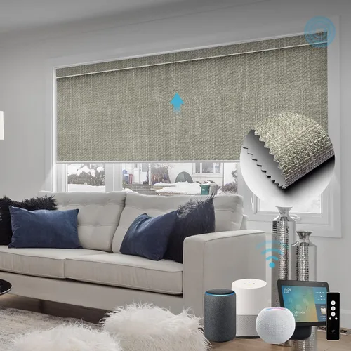 Vista 71 de SmartWings Persianas Motorizadas con Sombras para Ventana Control Remoto Funciona con Thread Apple Homekit Z-Wave Alexa 100% Blackout de Doble Cara