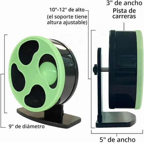 Vista 6 de Silent Runner- 9 pulgadas regular - Rueda de ejercicio + soporte + accesorio de jaula (brilla en la oscuridad)