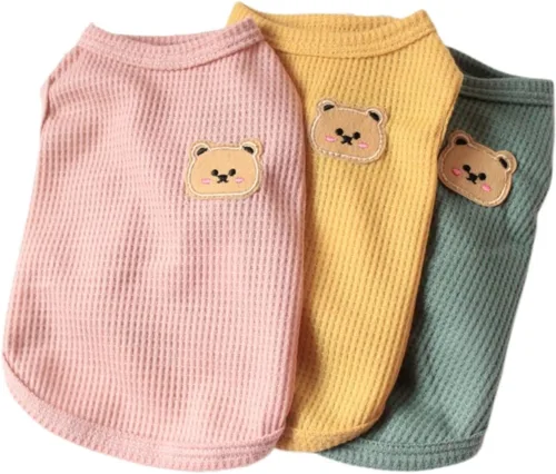 Vista 7 de Camisetas de algodón para perros y gatos - Chalecos sin mangas suaves, transpirables y elásticos para perros medianos y pequeños