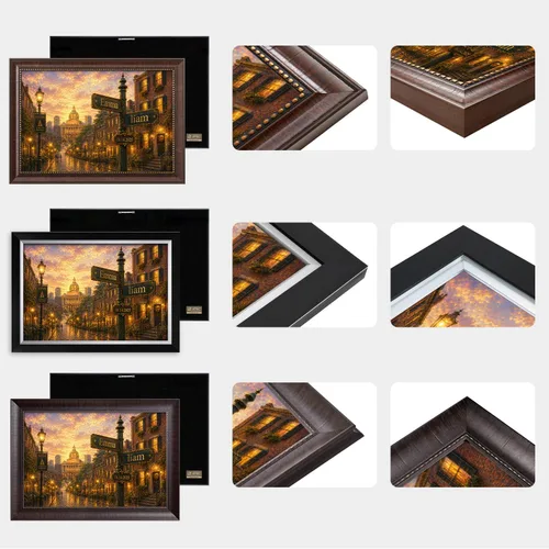Vista 5 de IPIC - Personalized Framed Canvas with Custom Street Sign in Boston Personalized Street Signs with Names, Custom Canvas Print, Boston Sunset