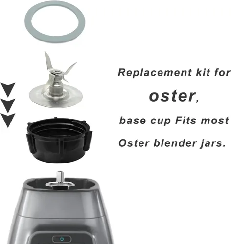 Vista 5 de Para Oster Blender Piezas de Repuesto Blender Cuchilla de Trituradora de Hielo con Tapa Base Tarro Acoplamiento Perno Eslingor Pin y 2 Junta