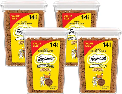 Vista 13 de Temptations Jumbo Stuff - Golosinas crujientes y suaves para gatos, sabor sabroso a pollo, bolsa de 2.5 onzas (paquete de 12) Crunchy outside