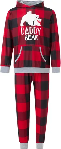 Vista 3 de FULA-bao Pijamas familiares de vacaciones a juego, pijamas de Navidad con estampado de mamá oso y pantalones a cuadros