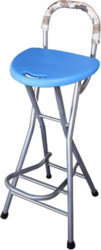Vista 8 de Be&xn Taburetes plegables para adultos, portátil, taburete plegable de 28 pulgadas, resistente, taburetes de bar altos para interiores con asa Azul