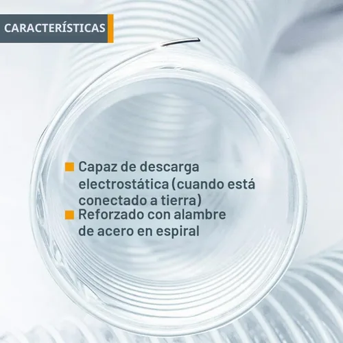 Vista 4 de Manguera flexible de PVC para recolección de polvo 70143 de Powertec, 4 pulgadas x 20 pies, transparente