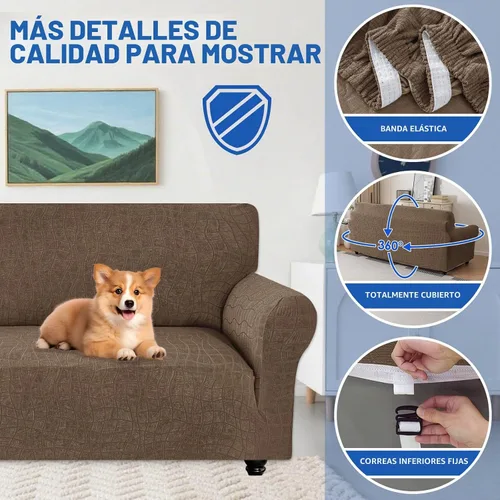Vista 4 de MAXIJIN Funda impermeable para sillón de sala de estar, 1 pieza elástica con brazos, protector de muebles lavable para perros y mascotas (S, café)