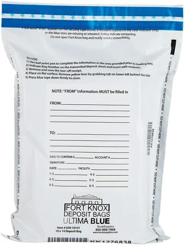Vista 9 de BankSupplies Ultima - Bolsas de seguridad a prueba de manipulaciones azules – 9 x 12 pulgadas – Bolsas de seguridad blancas opacas – Cierre