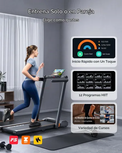 Vista 6 de Acezoe Foldable Walking Pad Treadmill with Handle Bar, Bluetooth Speaker Negro Amarillo