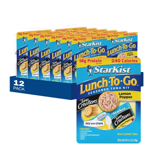 Vista 13 de StarKist Lunch-To-Go Albacore Mezcla tu propia ensalada de atún, kit de 4.5 onzas, 1 paquete 0.67 oz de proteína por porción, listo para comer