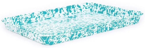 Vista 5 de Sartén para Brazo de Gitano Enamelware, 16.25 x 12.5 pulgadas, Salpicado Negro/Blanco