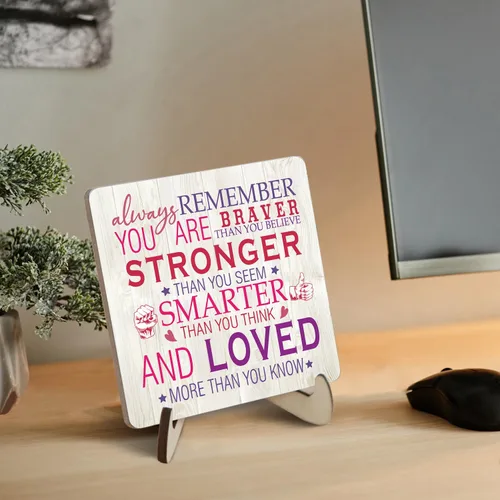 Vista 2 de Letrero de escritorio rosa inspirador para mujer, regalo de aliento para mujeres, regalos de animación, placas de madera, letreros motivacionales