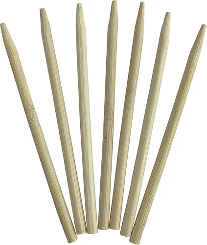 Vista 2 de KingSeal - 100 pinchos de madera de bambú natural de manzana, palitos de 5.5 pulgadas x 0.256 in de diámetro, punto romo para seguridad, paquete al