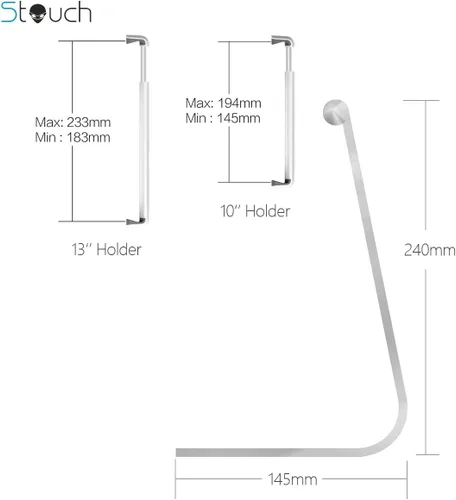 Vista 5 de Soporte para tableta, soporte de escritorio de aluminio giratorio de 360°, compatible con Galaxy Tab S8 de 7 a 13 pulgadas, iPad Pro/Air/Mini