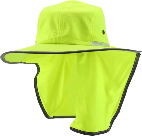 Vista 6 de Trendy Apparel Shop Sombrero Boonie sólido de alta visibilidad con solapa de malla reflectante