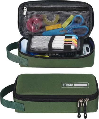 Vista 9 de ECHSRT Estuche para lápices para hombres y mujeres, bolsa grande para bolígrafos para adultos, estuche portátil estético con asa, fundas