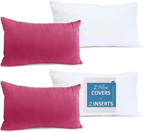 Vista 71 de Nestl Juego de 2 rellenos de almohada con terciopelo suave y sólido, juego de fundas de almohada cuadradas decorativas para sofá, automóvil Azul