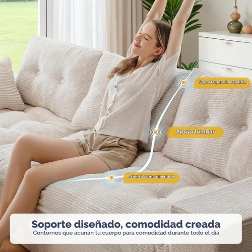 Vista 5 de MAXYOYO Sofá modular modular en forma de L de 96 pulgadas con otomana, sofá sin hueso con cojín en capas, sofá tapizado en una caja, combinación