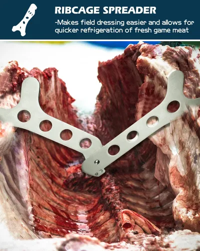 Vista 15 de Game Processor - Juego de cuchillos de caza de 7 piezas Cuchillos de capado y deshuesado, cuchillo desollador con gancho para vísceras, sierra