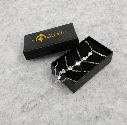 Vista 7 de Suyi Elegante pulsera de cristal para el dedo con arnés de mano