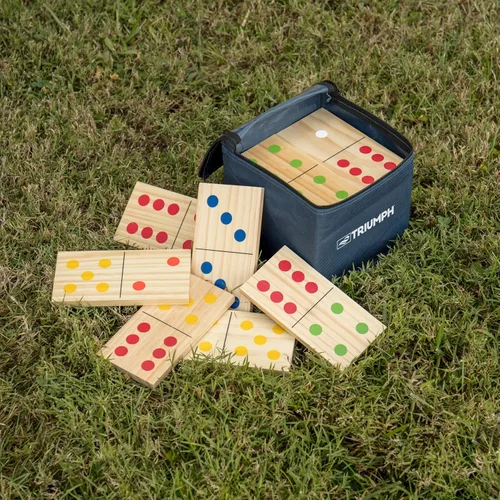 Vista 4 de Triumph Sports Juego de dominó de 28 piezas de madera para exteriores