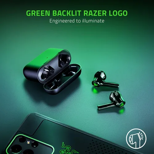 Vista 2 de Razer Hammerhead True Wireless X Earbuds: controladores personalizados de 0.512 in - Bluetooth 5.2 con emparejamiento automático - Modo de juego