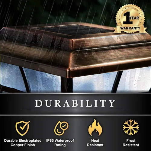 Vista 7 de Classy Caps SL079C Prestige - Tapa solar para poste, cobre, LED de alto rendimiento, se adapta a postes de 3.5 x 3.5 y 4 x 4, cobre galvanizado