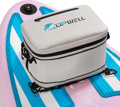 Vista 8 de UPWELL Accesorios para tabla de remo, bolsa enfriadora impermeable de SUP con cremallera de TPU, bolsa seca de PVC, 30 latas, bolsa enfriadora