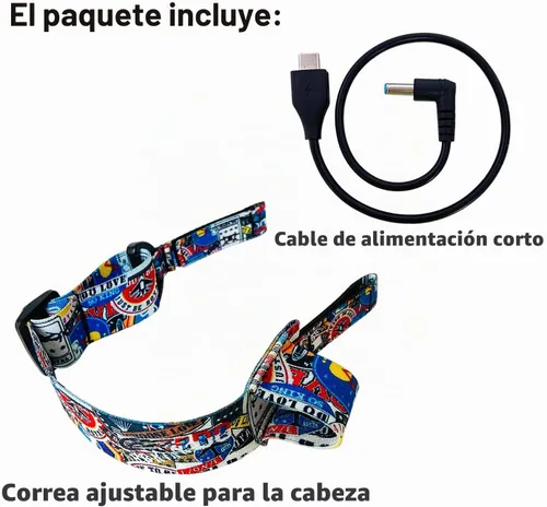 Vista 6 de Correa de cabeza ajustable y cable de alimentación 30CM para DJI Avata Goggles 2