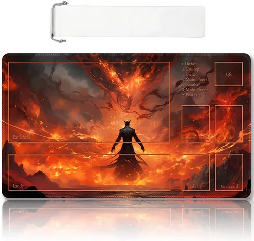 Vista 48 de Tapete de juego MTG cosido de alta calidad con zonas y respaldo de goma antideslizante, tapete de juego TCG para MTG y otros juegos de cartas, Dkt