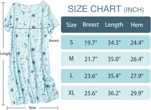 Vista 5 de American Trends Camisones para mujer, de algodón, de manga corta, vestido de noche, casual, pijama suave, ropa de dormir