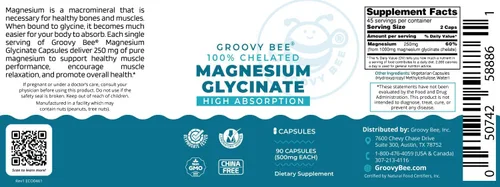 Vista 2 de Glicinato de magnesio alta absorción 500mg 90 cápsulas