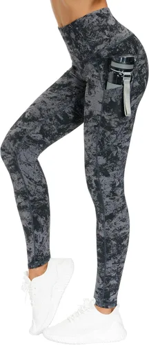 Vista 5 de The Gym People - Pantalones deportivos gruesos de tiro alto, con bolsillos y control de abdomen, leggings para entrenar, correr, hacer yoga