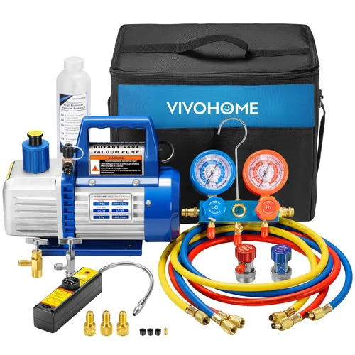 Vista 3 de VIVOHOME Báscula electrónica de carga de refrigerante con válvula de carga de dosificación automática separada con bomba de vacío de paletas