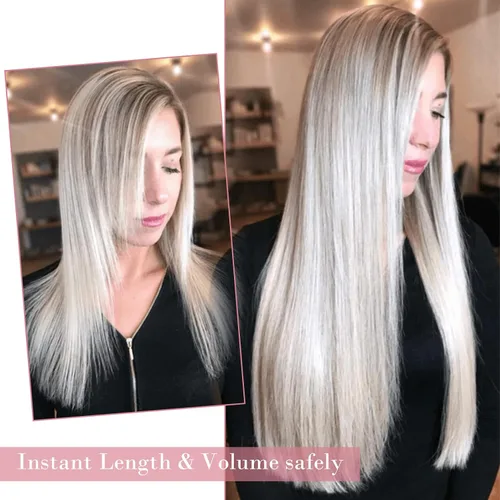 Vista 5 de REECHO Extensiones de cabello con pinzas, extensiones de cabello grueso y largo, extensiones de cabello sintético ligero para mujer, 24 pulgadas a