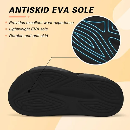 Vista 6 de Besroad Pantuflas de recuperación para hombre y mujer, sandalias de recuperación con soporte de arco, antideslizantes, cojín grueso, reduce