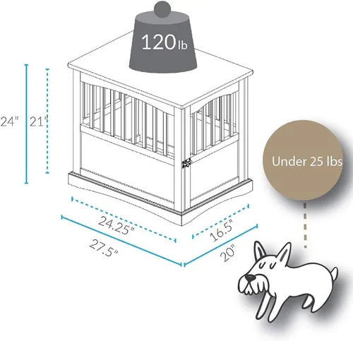 Vista 4 de Casual Home Mueble de madera para perros de interior, jaula para perros, mesa auxiliar, mesa de noche, cuna para perros con cierre de seguridad