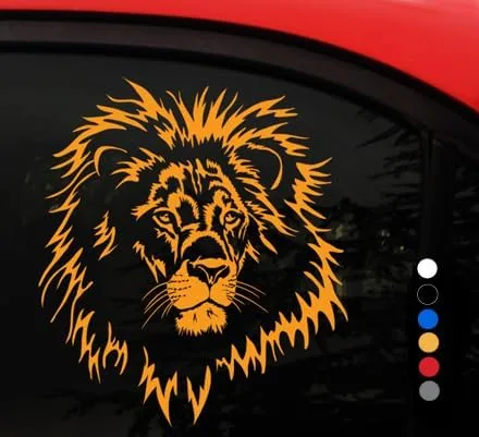 Vista 6 de Lion AMIART - Calcomanía de vinilo (blanco) – Hermosa cabeza de león macho salvaje – Rey del orgullo – Calcomanía de pared para ventana de coche
