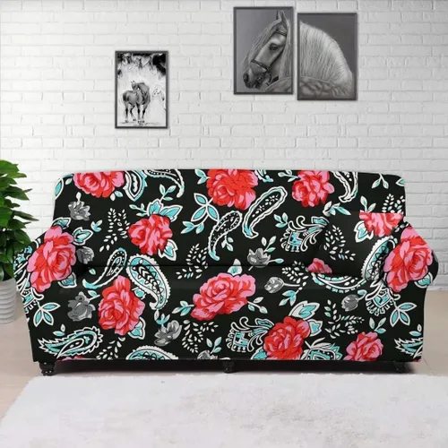 Vista 2 de GOSTONG Funda de sofá con estampado de vaca marrón, lavable, protector de muebles con parte inferior elástica antideslizante, funda de sofá suave
