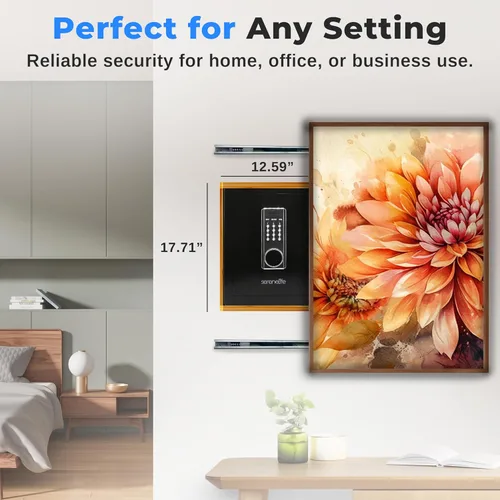 Vista 3 de SereneLife Caja fuerte digital electrónica grande Diseño duradero de 1.38 pies cúbicos, teclado fácil de usar, sistema de alarma, ojo de cerradura