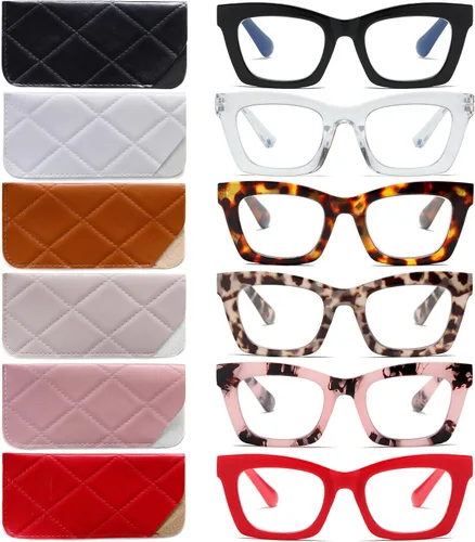 Vista 12 de Lentes de lectura elegantes para mujer con bloqueo de luz azul y bisagra de resorte