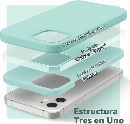 Vista 4 de SURPHY Diseñada para iPhone 12 y iPhone 12 Pro de 6.1 pulgadas, funda gruesa de silicona líquida (con forro de microfibra) para iPhone 12 y 12 Pro